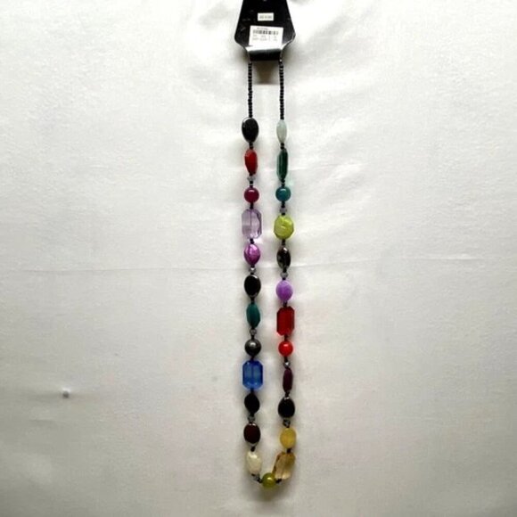 MKM Designs Fashion Necklace Faceted Plastic Beaded Multicolor 34" Boho NWT - Picture 14 of 15